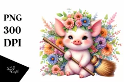 Vibrant Drawing Baby Pig | Clipart Product Image 1