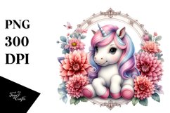 Adorable Baby Unicorn with Dahlia Frame Product Image 3