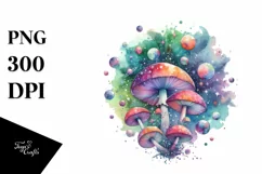 Colorful Magical Mushroom Watercolor Splash | Sublimation | Product Image 3