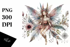 Detailed White Boho Fairy | Sublimation | PNG Clipart Product Image 1