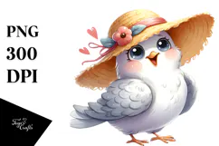 Watercolor Funny Dove Standing | Sublimation Clipart Product Image 1
