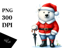 Polar Bear with Santa Suit Clipart Product Image 1