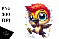 Colorful Baby Woodpecker Dancing Clipart Product Image 1