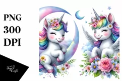 Baby Unicorn Smiling Moon | Sublimation | Clipart Product Image 3