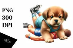 Baby Dog Playing Wrestling | Clipart Product Image 3