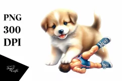 Baby Dog Playing Wrestling | Clipart Product Image 1
