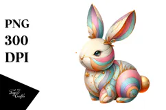 Golden Bunny on Splashy Background PNG Product Image 1