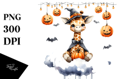 Halloween Giraffe on Cloud PNG Product Image 1
