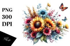 Colorful Sunflower Watercolor Illustration Product Image 1