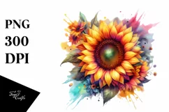 Colorful Sunflower Watercolor Illustration Product Image 1