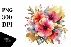 Vibrant Abstract Bouquet with Begonia | Sublimation Clipart Product Image 3