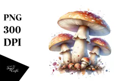 Detailed Mushroom Watercolor Splash PNG Product Image 1