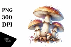 Detailed Mushroom Watercolor Splash PNG Product Image 3