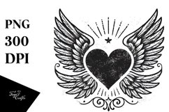 Hand Drawn Hearts with Wings PNG Product Image 1