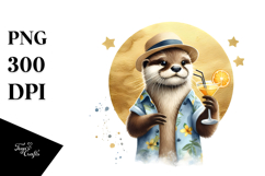 Hipster Otter with Cocktail PNG Product Image 1