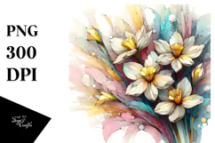 Abstract Pastel Wooden Stained Narcissus with Golden Product Image 1