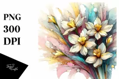 Abstract Pastel Wooden Stained Narcissus with Golden Product Image 3