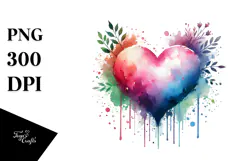 Paintbrush Style Heart with Wings PNG Product Image 1