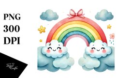 Cute Ranbow Between Clouds PNG Product Image 1