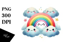 Cute Ranbow Between Clouds PNG Product Image 1