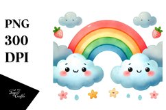 Cute Ranbow Between Clouds PNG Product Image 1