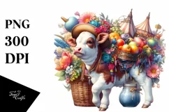 Colorful Baby Cow Renaissance PNG Product Image 3