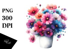 Abstract Vibrant Cosmos Pot in Watercolor Product Image 3