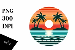 Retro Tropical Island Sunset | Sublimation | PNG Clipart Product Image 1