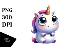 Expressive Unicorn with Thoughtful Look Watercolor PNG Product Image 1