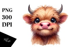 Expressive Baby Highland Cow PNG Product Image 1