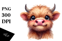 Expressive Baby Highland Cow PNG Product Image 1
