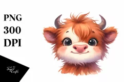 Expressive Baby Highland Cow PNG Product Image 1