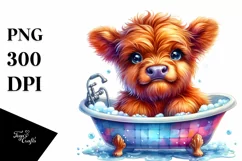 Colorful Baby Cow Bathtub | Sublimation | Clipart Product Image 3
