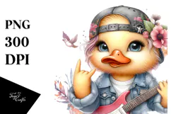Energetic Rocker Duck Illustration PNG Product Image 1
