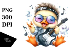 Energetic Rocker Duck Illustration PNG Product Image 1