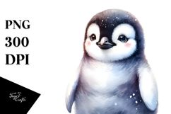 Digital Watercolor Baby Penguin PNG Product Image 1