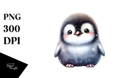 Digital Watercolor Baby Penguin PNG Product Image 1