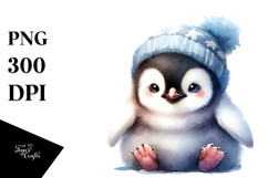 Digital Watercolor Baby Penguin PNG Product Image 1