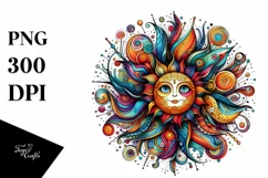 Colorful Wimsicall Vibrant Sun | Sublimation Clipart Product Image 1