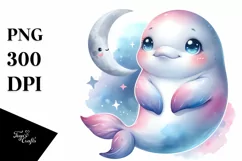 Colorful Beluga Whale Baby Clipart Product Image 3