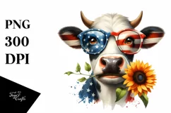 Sun Flower Big Eyed Cow Clipart Product Image 1