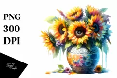 Colorful Vase Sunflower | Sublimation | Clipart Product Image 3