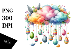 Colorful Cloud with Easter Eggs PNG Product Image 1