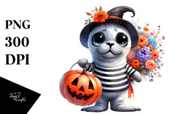 Expressive Seal in Halloween Costume with Large Flower Product Image 1