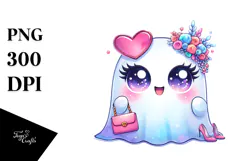 Funny Cute Ghost with Glam Accessories PNG Product Image 1