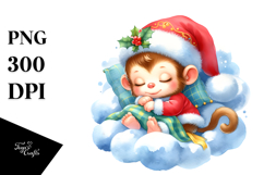 Cute Baby Monkey Sleeping PNG Product Image 1