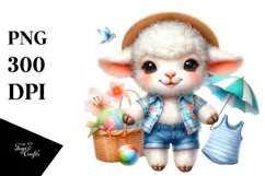 Singer Lamb in Summer Attire PNG Product Image 1