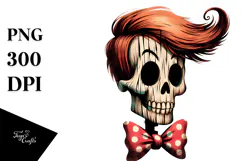 Skull with Hair Clipart, Transparent PNG Product Image 1