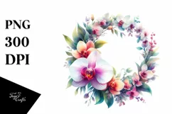 Vibrant Orchid Abstract Wreath | Sublimation Clipart Product Image 3