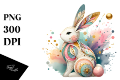 Golden Bunny on Splashy Background PNG Product Image 1